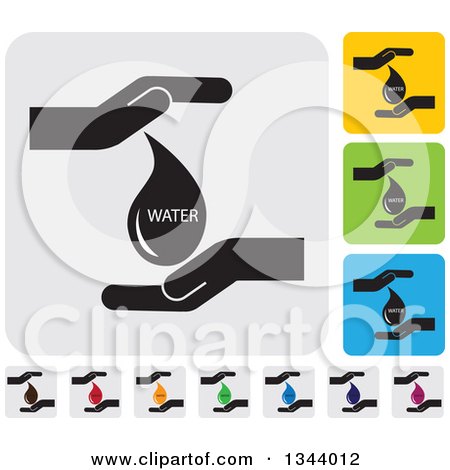 Clipart of Rounded Corner Square Protective Hand and Water Drop App Icon Design Elements - Royalty Free Vector Illustration by ColorMagic