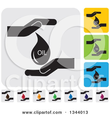 Clipart of Rounded Corner Square Protective Hand and Oil Drop App Icon Design Elements - Royalty Free Vector Illustration by ColorMagic