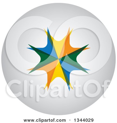 Clipart of a Round Shaded App Button Icon Design Element with a Colorful Burst - Royalty Free Vector Illustration by ColorMagic