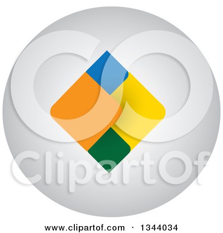 Clipart of a Round Shaded App Button Icon Design Element with a Colorful Diamond - Royalty Free Vector Illustration by ColorMagic