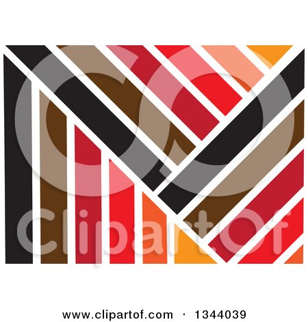Clipart of a Background of Abstract Black Brown Red and Orange Stripes - Royalty Free Vector Illustration by ColorMagic