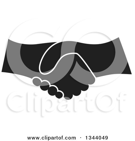 Clipart of a Black and White Hand Shake - Royalty Free Vector Illustration by ColorMagic