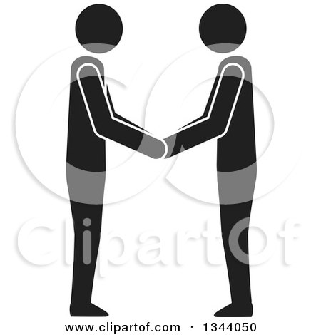 Clipart of Black and White Men Engaged in a Hand Shake - Royalty Free Vector Illustration by ColorMagic
