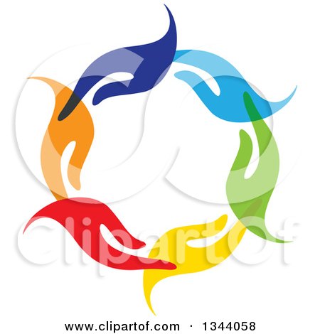 Clipart of a Circle of Colorful Human Hands 4 - Royalty Free Vector Illustration by ColorMagic