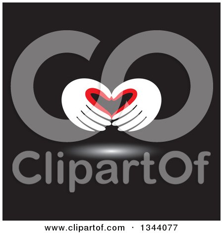 Clipart of a Pair of Red and White Hands Forming a Heart over Black - Royalty Free Vector Illustration by ColorMagic