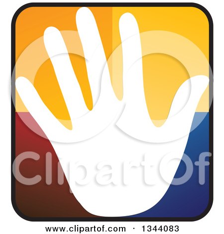 Clipart of a White Hand and Colorful Rounded Corner Square App Icon Button Design Element - Royalty Free Vector Illustration by ColorMagic