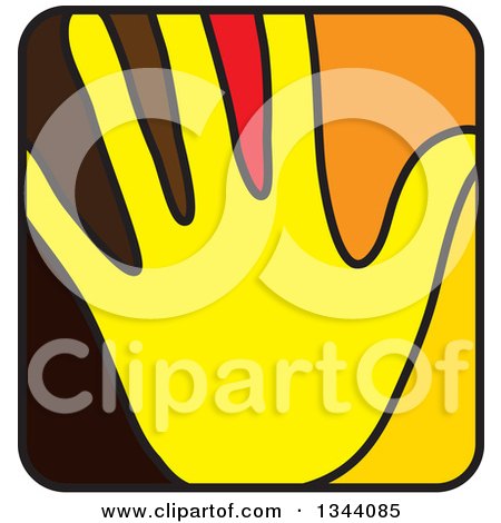 Clipart of a Yellow Hand and Brown Red and Orange Rounded Corner Square App Icon Button Design Element - Royalty Free Vector Illustration by ColorMagic