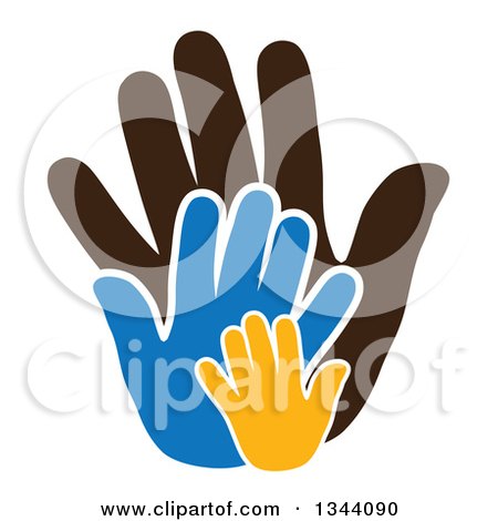 Clipart of Child Hands over a Parent's Hand 2 - Royalty Free Vector Illustration by ColorMagic