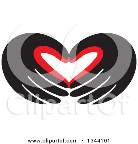 Clipart of a Pair of Red and Black Hands Forming a Heart - Royalty Free Vector Illustration by ColorMagic