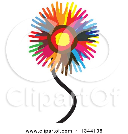 Clipart of a Colorful Flower Made of Hands - Royalty Free Vector Illustration by ColorMagic