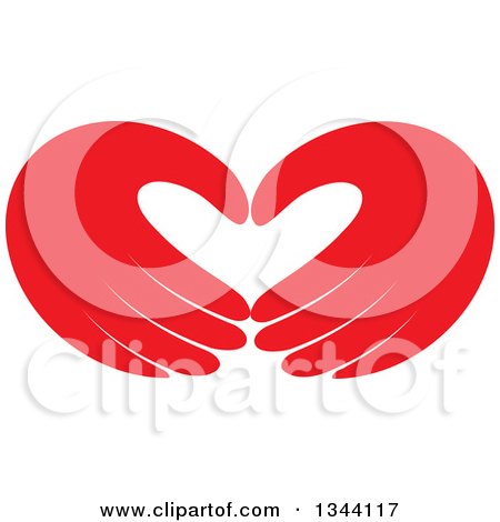 Clipart of a Pair of Red Hands Forming a Heart - Royalty Free Vector Illustration by ColorMagic