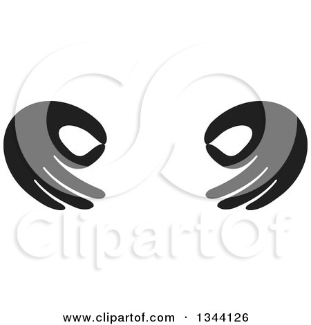 Clipart of a Pair of Black Hands Gesturing Ok - Royalty Free Vector Illustration by ColorMagic