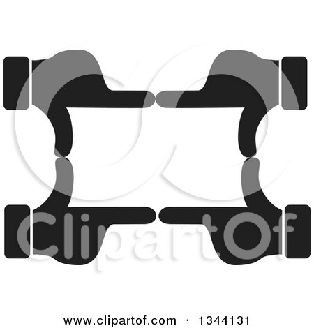 Clipart of Four Black Silhouetted Hands Forming a Frame - Royalty Free Vector Illustration by ColorMagic