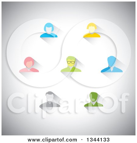 Clipart of Business Men and Women Avatars over Shading - Royalty Free Vector Illustration by ColorMagic