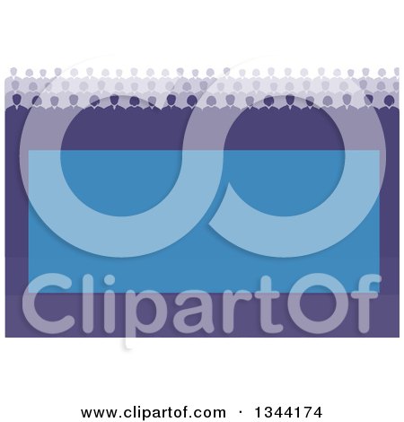 Clipart of a Team of Business Men and Women over a Purple and Blue Frame - Royalty Free Vector Illustration by ColorMagic