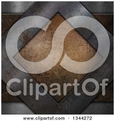 Clipart of a Scratched Diamond Shaped Metal Plaque - Royalty Free Illustration by KJ Pargeter