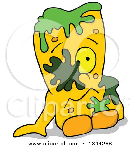 Clipart of a Cartoon Yellow Monster Sitting with Slime - Royalty Free Vector Illustration by dero