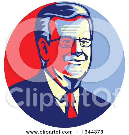 Clipart of a Retro Stencil Style Portrait of Jeb Bush - Royalty Free Vector Illustration by patrimonio