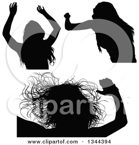 Clipart of Black Silhouetted Party Women Dancing 2 - Royalty Free Vector Illustration by dero