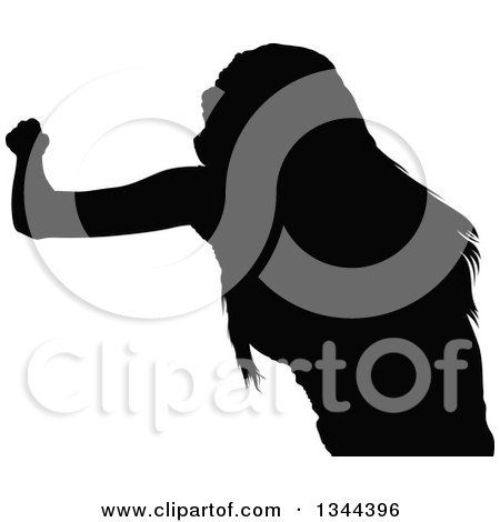 Clipart of a Black Silhouetted Party Woman Dancing 6 - Royalty Free Vector Illustration by dero