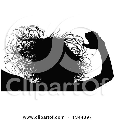 Clipart of a Black Silhouetted Party Woman Dancing 7 - Royalty Free Vector Illustration by dero