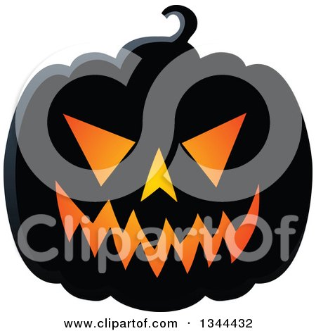 Clipart of an Illuminated Halloween Jackolantern Pumpkin - Royalty Free Vector Illustration by visekart