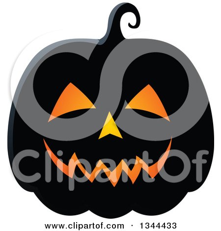 Clipart of an Illuminated Halloween Jackolantern Pumpkin 2 - Royalty Free Vector Illustration by visekart