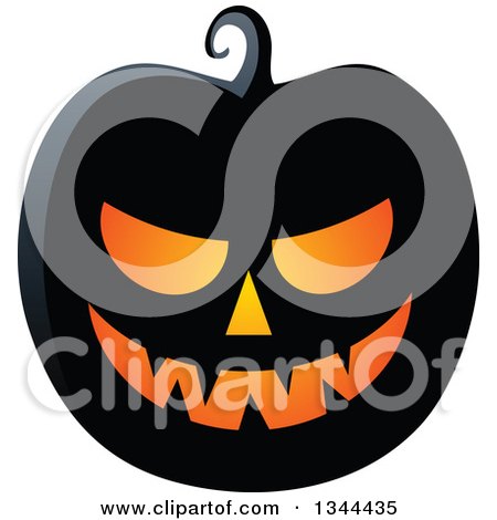 Clipart of an Illuminated Halloween Jackolantern Pumpkin 4 - Royalty Free Vector Illustration by visekart