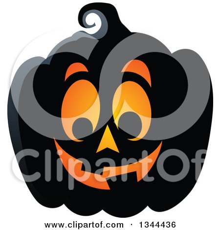 Clipart of an Illuminated Halloween Jackolantern Pumpkin 5 - Royalty Free Vector Illustration by visekart