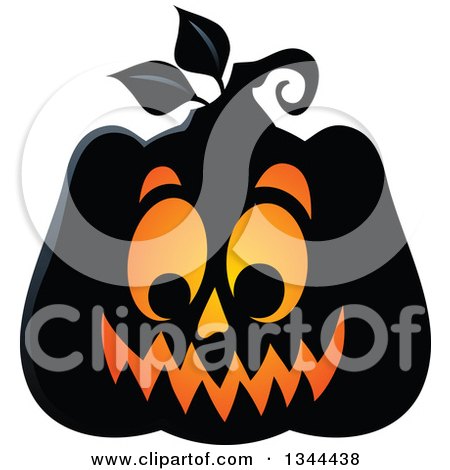 Clipart of an Illuminated Halloween Jackolantern Pumpkin 7 - Royalty Free Vector Illustration by visekart