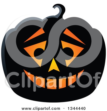 Clipart of an Illuminated Halloween Jackolantern Pumpkin 9 - Royalty Free Vector Illustration by visekart