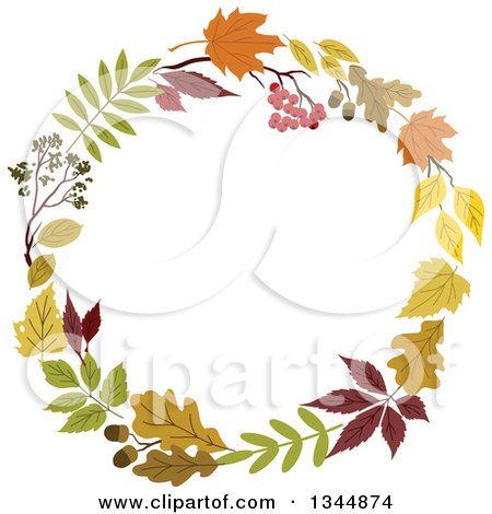 Clipart of a Colorful Autumn Leaf Wreath 16 - Royalty Free Vector Illustration by Vector Tradition SM