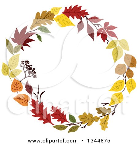 Clipart of a Colorful Autumn Leaf Wreath 15 - Royalty Free Vector Illustration by Vector Tradition SM