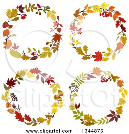 Clipart of Colorful Autumn Leaf Wreaths 4 - Royalty Free Vector Illustration by Vector Tradition SM