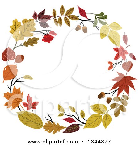 Clipart of a Colorful Autumn Leaf Wreath 13 - Royalty Free Vector Illustration by Vector Tradition SM