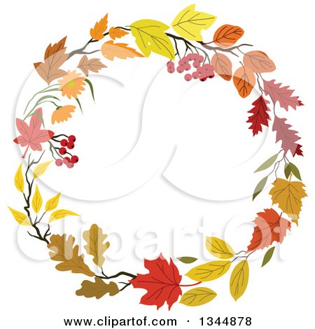 Clipart of a Colorful Autumn Leaf Wreath 14 - Royalty Free Vector Illustration by Vector Tradition SM