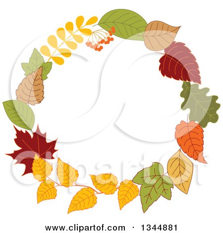 Clipart of a Colorful Autumn Leaf Wreath 9 - Royalty Free Vector Illustration by Vector Tradition SM