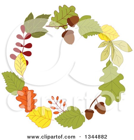 Clipart of a Colorful Autumn Leaf Wreath 10 - Royalty Free Vector Illustration by Vector Tradition SM