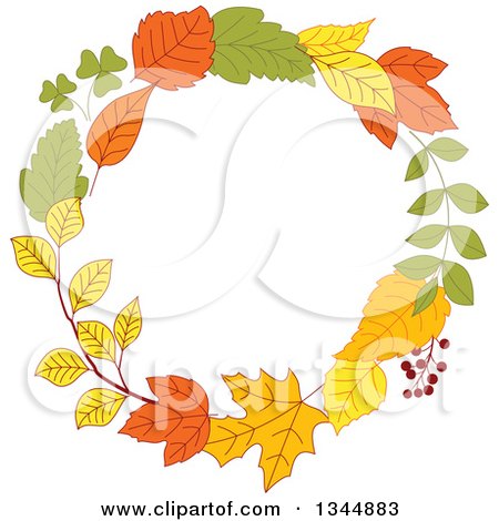 Clipart of a Colorful Autumn Leaf Wreath 11 - Royalty Free Vector Illustration by Vector Tradition SM