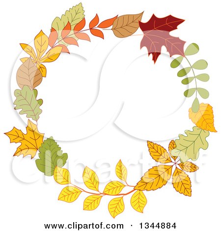Clipart of a Colorful Autumn Leaf Wreath 12 - Royalty Free Vector Illustration by Vector Tradition SM