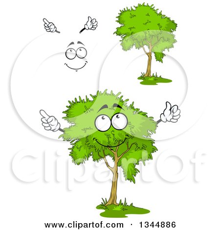 Clipart of a Cartoon Face, Hands and Trees 6 - Royalty Free Vector Illustration by Vector Tradition SM
