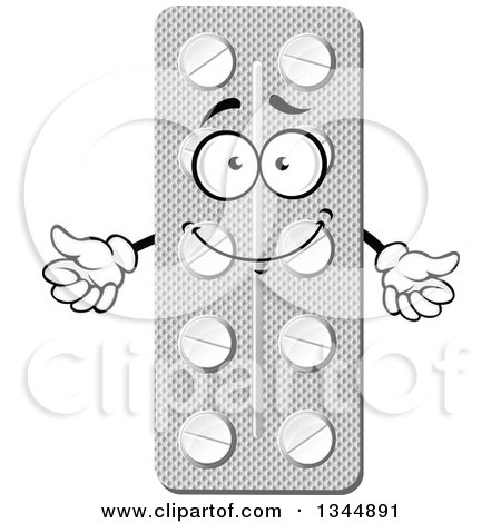 Clipart of a Cartoon Blister Pill Package Character 2 - Royalty Free Vector Illustration by Vector Tradition SM