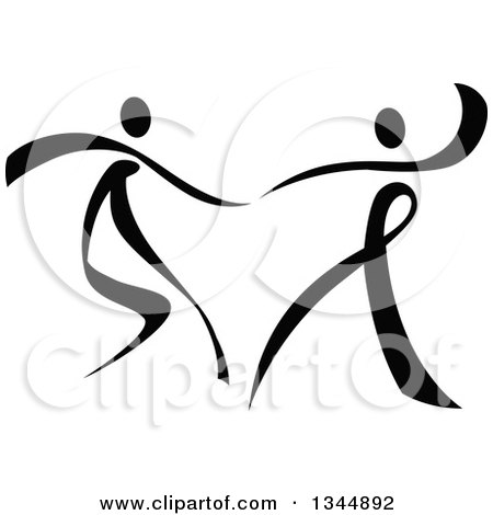 Clipart of a Black and White Ribbon Couple Dancing Together 6 - Royalty Free Vector Illustration by Vector Tradition SM
