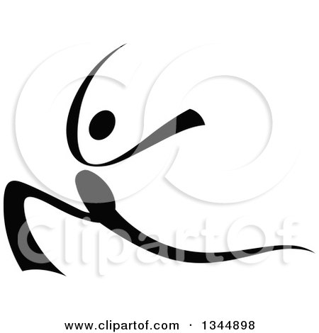 Clipart of a Black Figure Skater or Dancer 3 - Royalty Free Vector Illustration by Vector Tradition SM