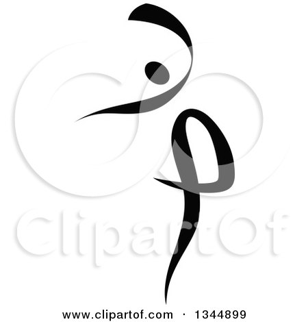 Clipart of a Black Figure Skater or Dancer 7 - Royalty Free Vector Illustration by Vector Tradition SM