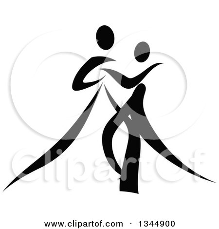 Clipart of a Black and White Ribbon Couple Dancing Together 7 - Royalty Free Vector Illustration by Vector Tradition SM