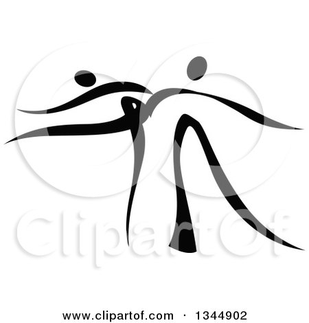 Clipart of a Black and White Ribbon Couple Dancing Together 4 - Royalty Free Vector Illustration by Vector Tradition SM