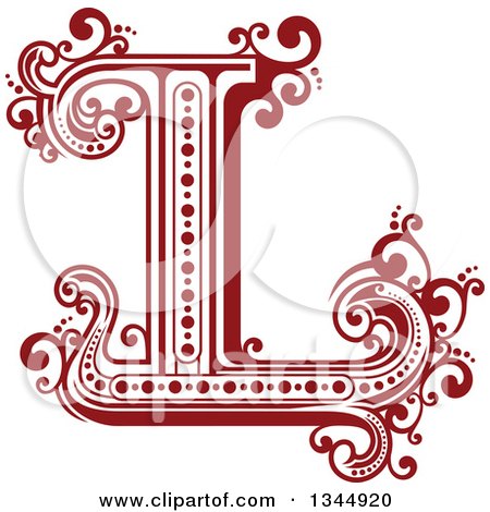 Clipart of a Retro Red Capital Letter L with Flourishes - Royalty Free Vector Illustration by Vector Tradition SM