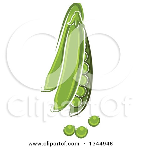 Clipart of a Cartoon Pod and Peas - Royalty Free Vector Illustration by Vector Tradition SM