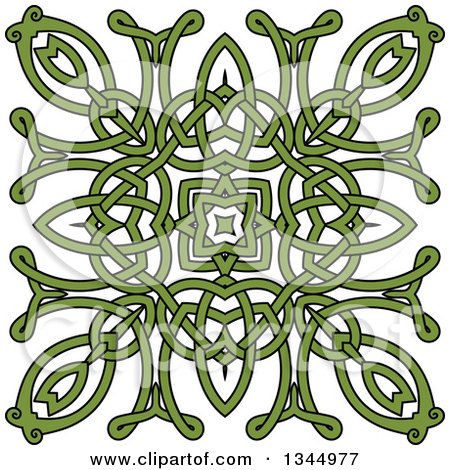 Clipart of a Green Celtic Knot Square Design - Royalty Free Vector Illustration by Vector Tradition SM